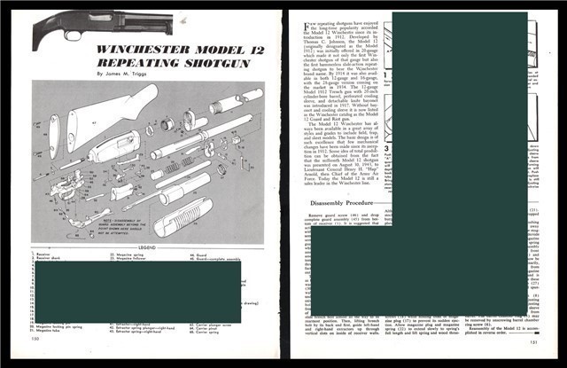 Winchester 12 Shotgun Schematic Exploded View Parts List Assembly Article-img-0