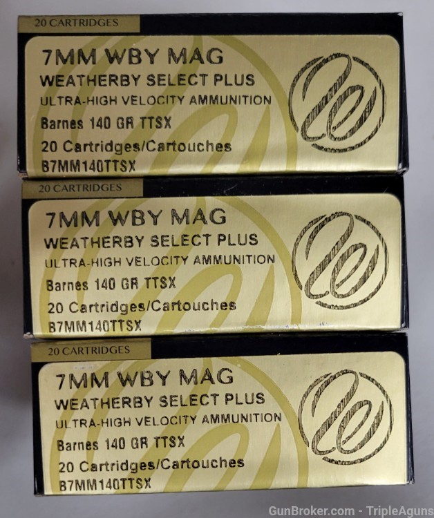 Weatherby Select Plus 7mm Weatherby mag 140gr TTSX lot of 60rds-img-0