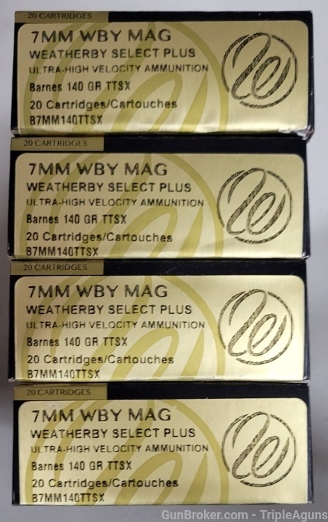Weatherby Select Plus 7mm Weatherby mag 140gr TTSX lot of 80rds-img-0
