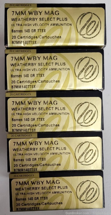 Weatherby Select Plus 7mm Weatherby mag 140gr TTSX lot of 100rds-img-0