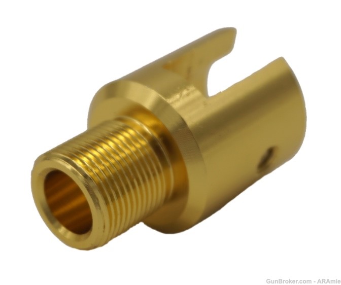 RUGER 10/22 MUZZLE ADAPTER FOR 5/8×24 WITH 3 SET SCREWS (GOLD)-img-1