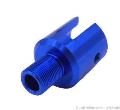 RUGER 10/22 MUZZLE ADAPTER FOR 1/2X28 WITH 3 SET SCREWS (BLUE)-img-0