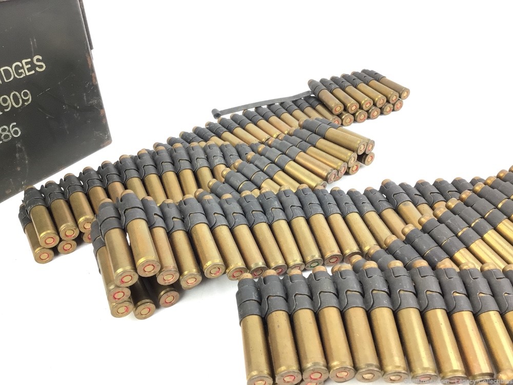 200+- Rounds .30 Cal. Cartridges Linked Blanks M1909 With Matching Ammo Can-img-4