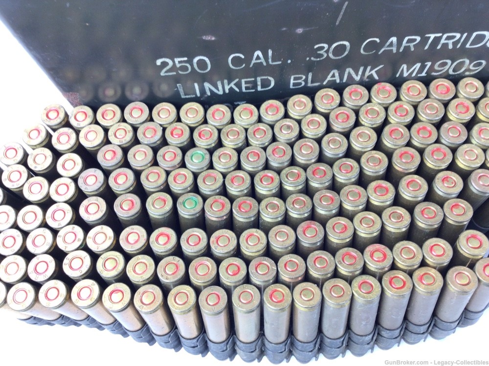 200+- Rounds .30 Cal. Cartridges Linked Blanks M1909 With Matching Ammo Can-img-2