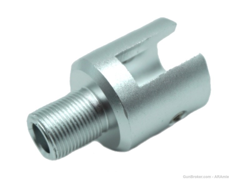 RUGER 10/22 MUZZLE ADAPTER FOR 1/2X28 WITH 3 SET SCREWS (SILVER)-img-0