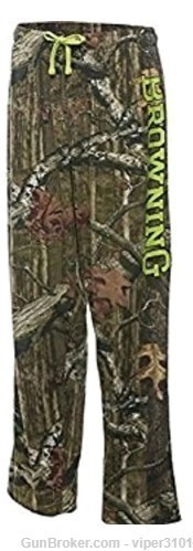 Youth Browning Full Camo Moinf Buckmark Lounge Pant Safety Green - MEDIUM-img-0