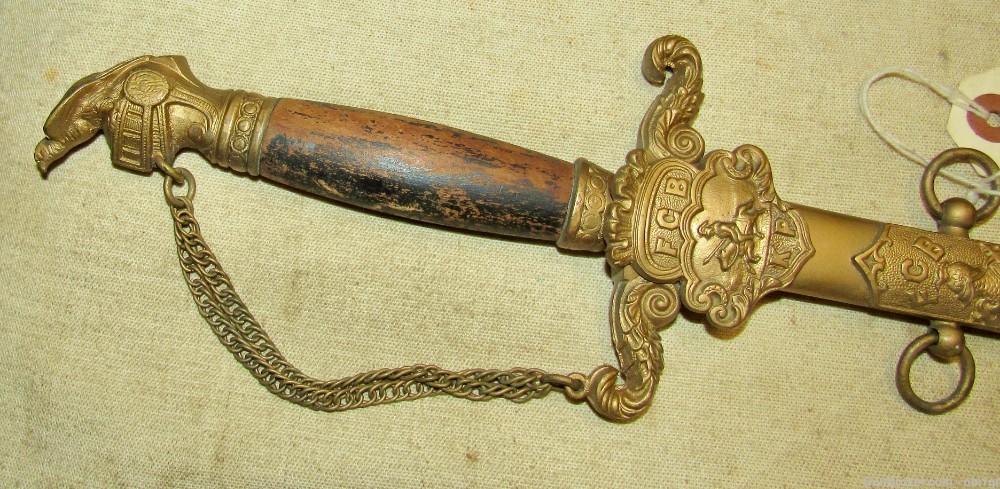 German Made Clauberg Fraternal Order Sword Brass 1880's-img-1