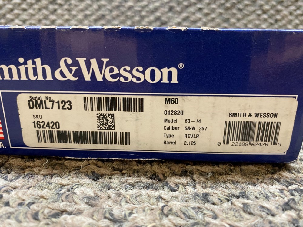 Smith & Wesson M60-14 357 Mag SS Finish Black Grips 2.125" BBL 5 Shot-img-1
