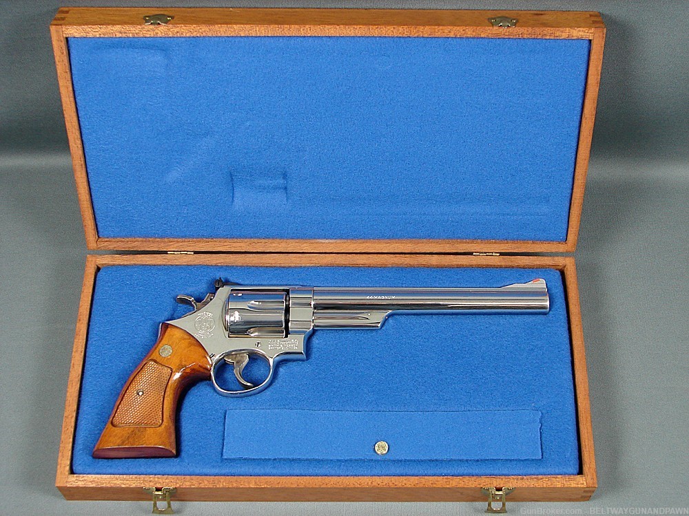 S&W Smith & Wesson 29-2 44 Mag 8 3/8" Nickel w/Wood Display Box Mfg 1975-img-0