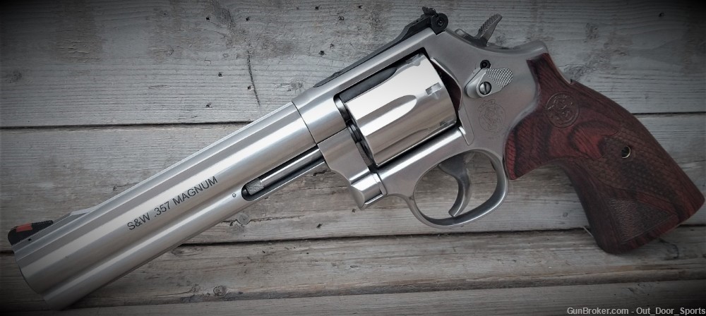 S&W 686 Plus Deluxe .357 Mag 6" Brl Wood Grips 7RD SS L-Frame /EZ PAY $90-img-1