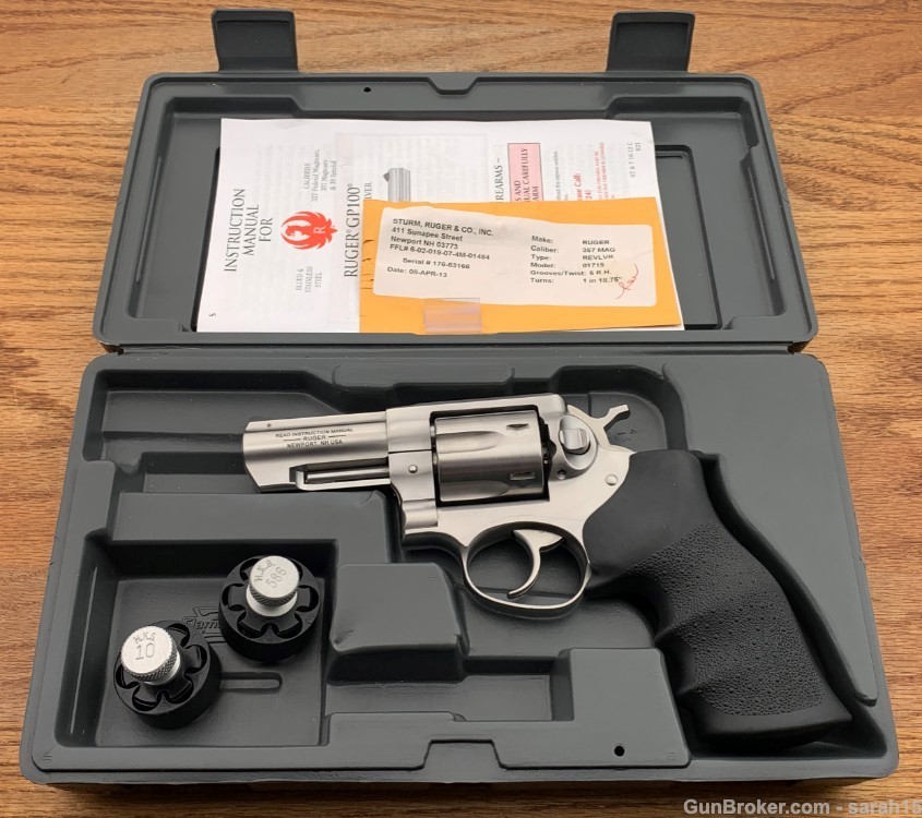 RUGER 3" STAINLESS GP100 ORIGINAL BOX & PAPERS 2 SPEEDLOADERS  .357 MAGNUM-img-0