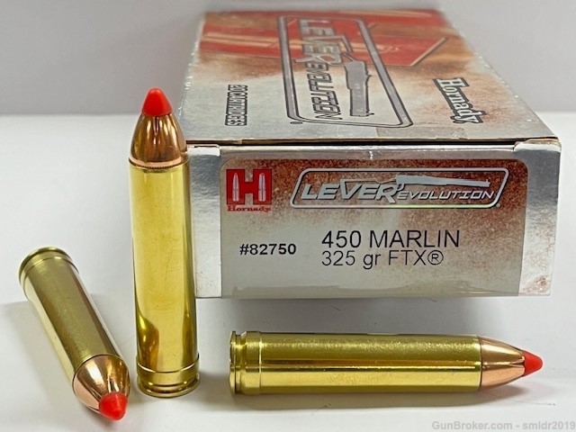 20 Rounds Hornady Leverevolution 450 Marlin 325gr FTX Factory New!-img-0