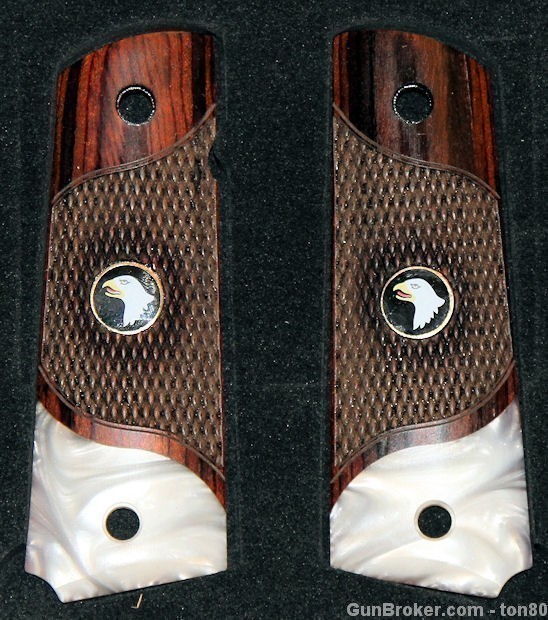 FULL SIZE 1911 Rosewood Grips w-Screaming Eagle Medallions-img-0