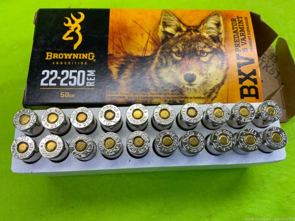 Browning 22-250 BXV Varmint 50 Grain Tipped Nickel Plated Cases 20 Rounds -img-3