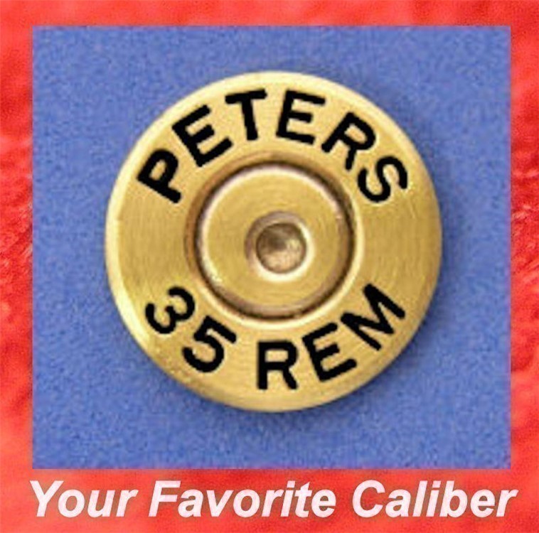 PETERS 35 REM Brass  Cartridge Hat Pin  Tie Tac  Ammo Bullet-img-0