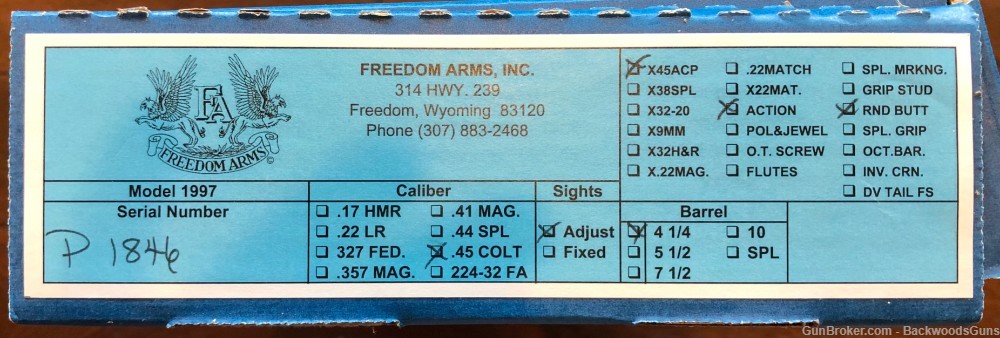 FREEDOM ARMS 97 PREMIER GRADE 45 COLT / 45 ACP 4 1/4" CUSTOM ORDER-img-4