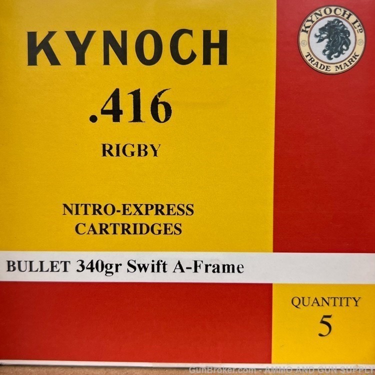 KYNOCH- UNITED KINGDOM- 416 RIGBY- 340 GRAIN- SWIFT A-FRAME - 5-ROUND BOX!-img-2