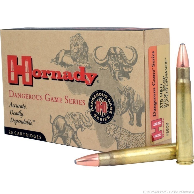 Hornady Dangerous Game Series .375 H&H Mag 270gr SP-RP Box of 20 8508 (WF)-img-0
