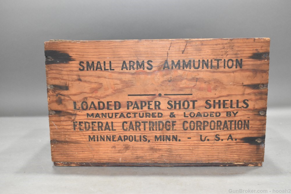 Vintage Federal Ammunition Wood CRATE Hi Power Skeet Load 12 G #9 Chilled-img-0