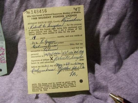 1968 Ohio Resident Fishing License-img-0