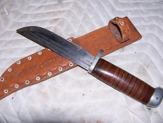 Large Unmarked Sheath Knife-w/Sheath-10 1/2"-img-2
