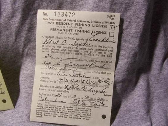 1973 Ohio Resident fishing License-img-0