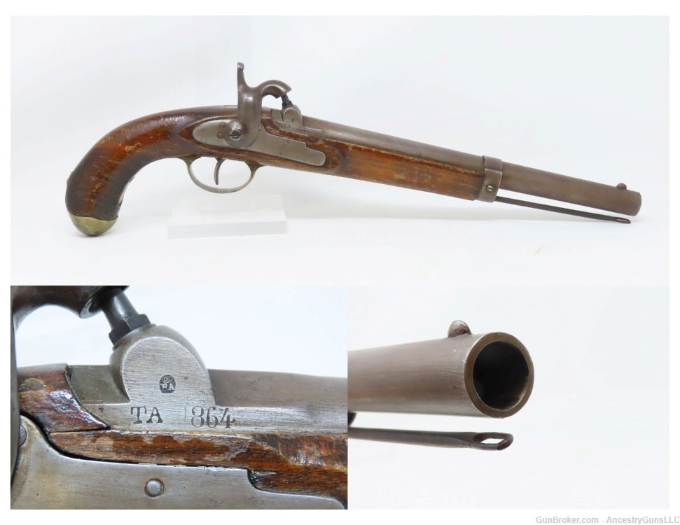 1864 Dated VERY SCARCE Antique Italian TERNI ARSENAL .69 NAVAL BELT Pistol -img-0