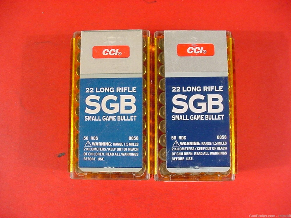 CCI SGB Small Game Bullet 100 Rounds 40 Grain .22 Long Rifle 0058-img-0
