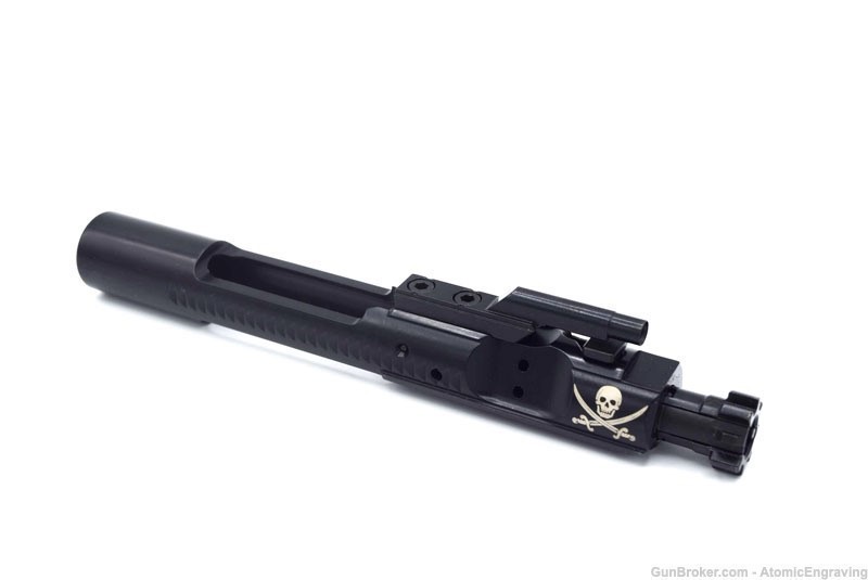 5.56 AR-15/M16 BCG MPI Nitride Custom Engraved Jolly Roger Calico Jack-img-1