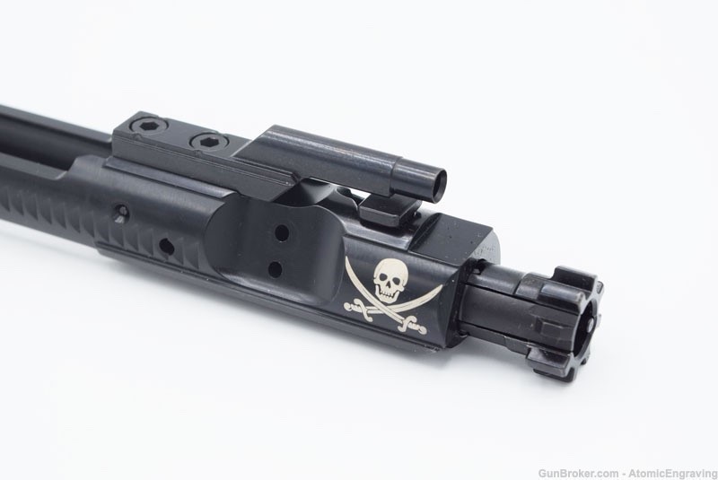 5.56 AR-15/M16 BCG MPI Nitride Custom Engraved Jolly Roger Calico Jack-img-0