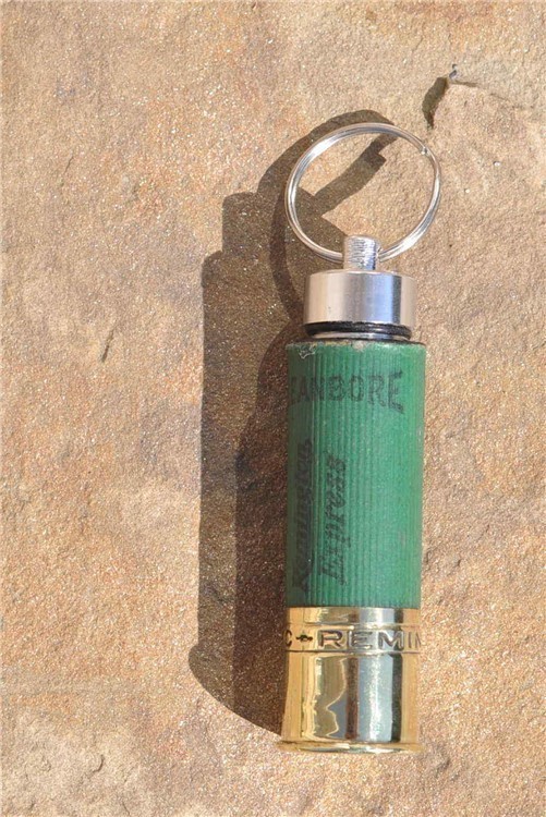 Vintage Remington Express UMC 12 Gauge Shotgun Shell Pill Bottle Keychain-img-0