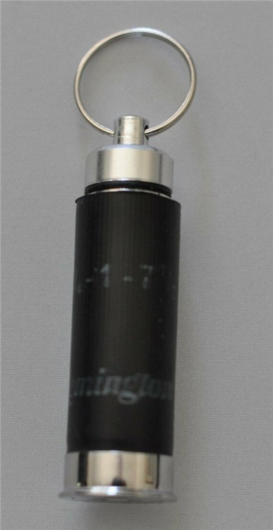Remington Black 12 Gauge Shotgun Shell Bullet Pill Bottle Keychain-img-0