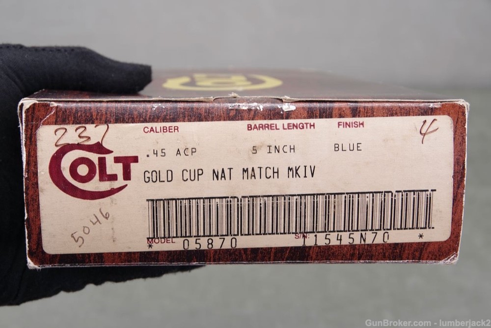 1982 Colt Series 70 Gold Cup National Match 45ACP with Orig. Box Papers -img-2