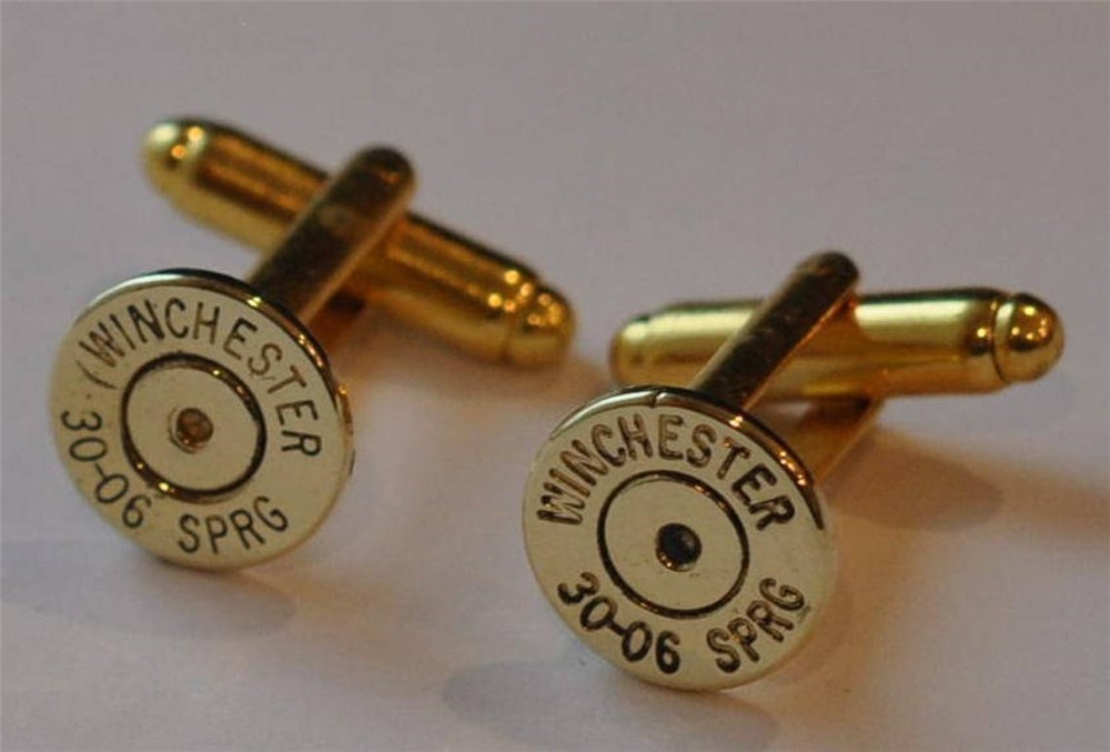 Winchester 30/06 Caliber Brass Bullet Casing Cufflinks Custom Made USA-img-0