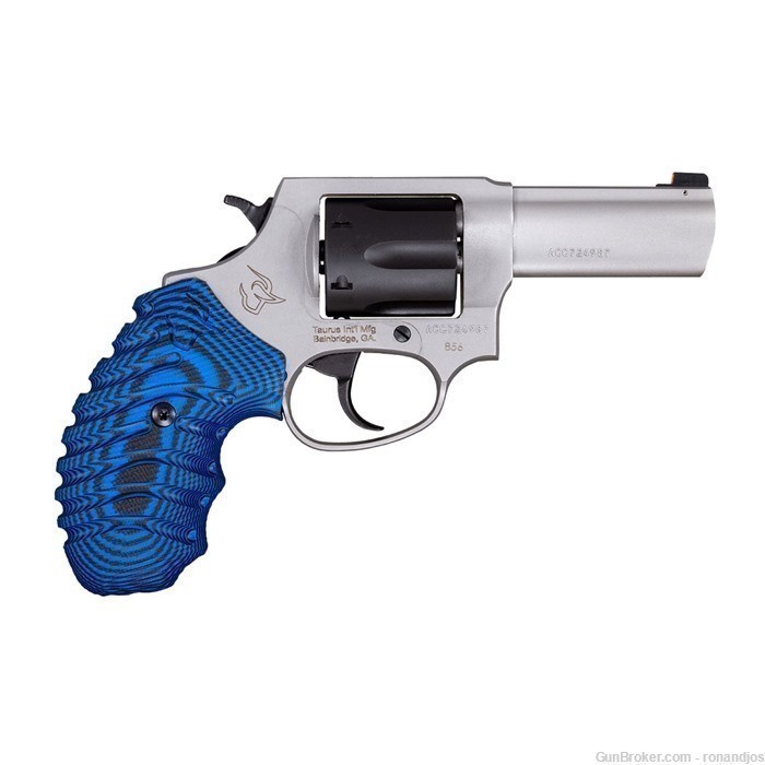 Taurus 856 6 shot Revolver Blue/Black VZ Grip,2 tone, Front Night Sight-img-0