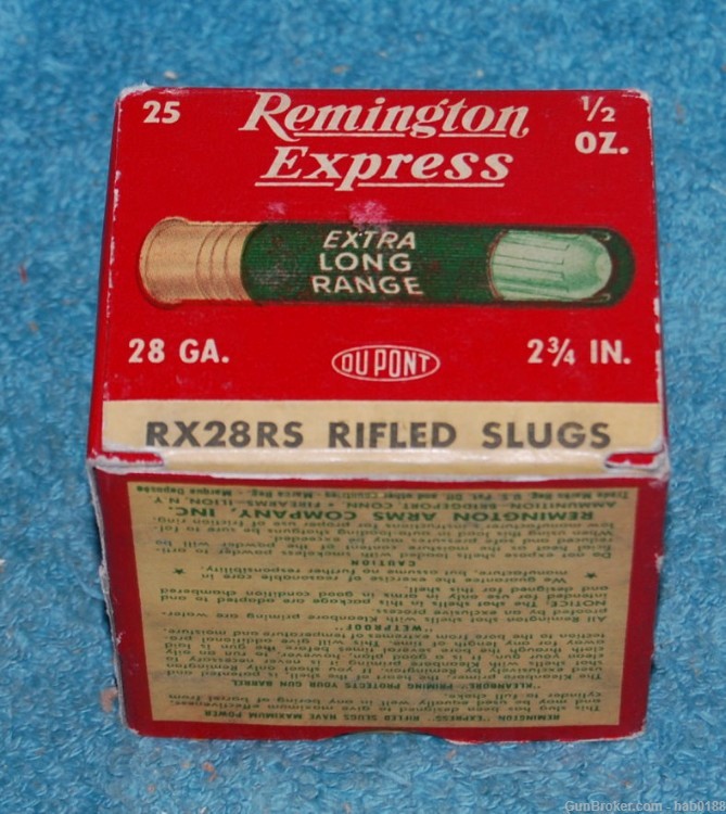 Vintage Full Box of Remington Express Long Range 28 Gauge Rifled Slugs-img-1