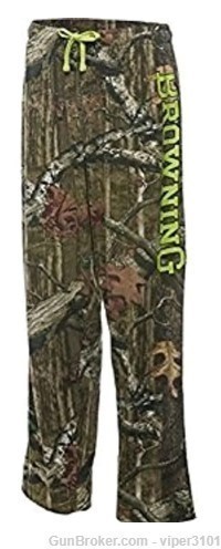 Youth Browning Full Camo Moinf Buckmark Lounge Pant Safety Green - SMALL-img-0