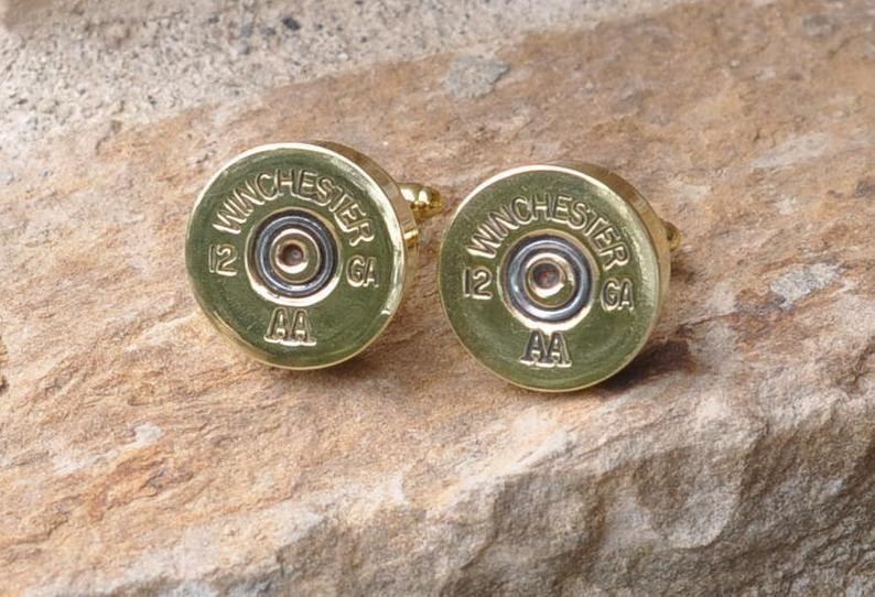 Vintage Winchester AA 12 Gauge Shotgun Shell Bullet Cufflinks Custom Made-img-0