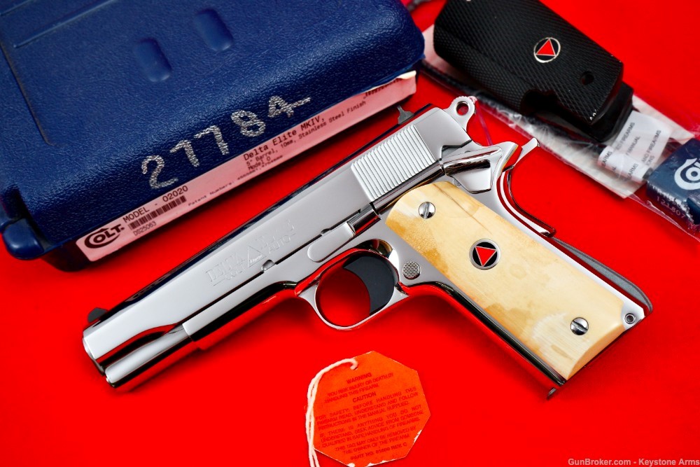 Spectacular Custom Polished Colt Delta Elite MKIV 10mm w/ Mammoth Ivory NIB-img-0