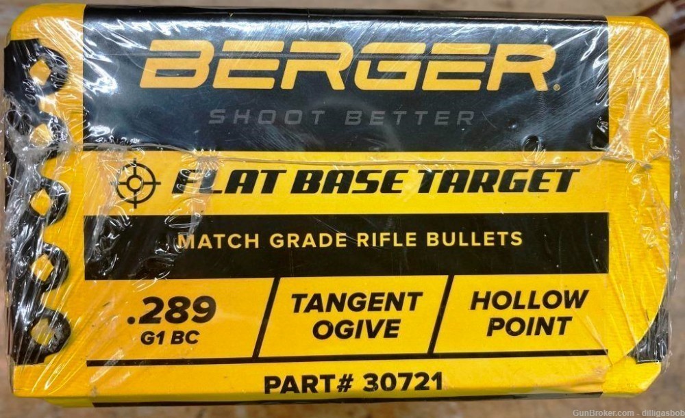 BERGER 308 TARGET BULLETS # 30721 THE 115 GR FLAT BASE UNOPENED BOX OF 500-img-0