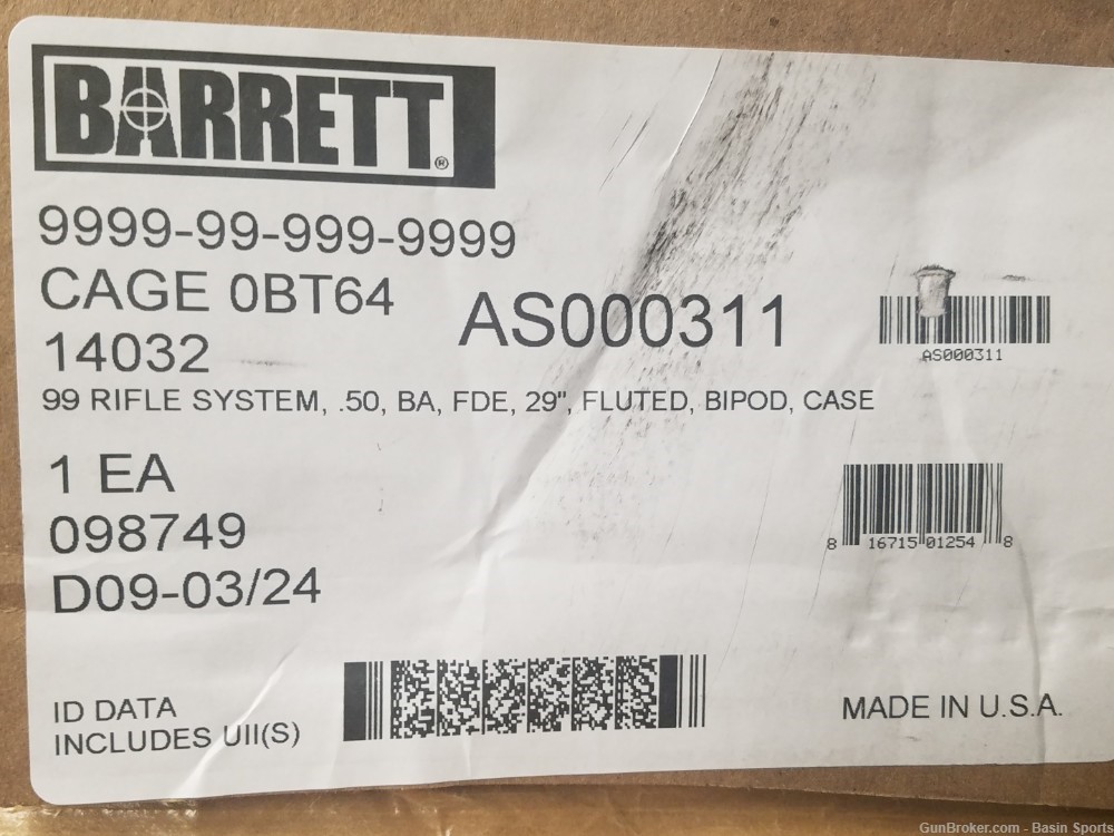 Barrett M99 .50BMG FDE 29" Model 99 Barrett 14032-img-11