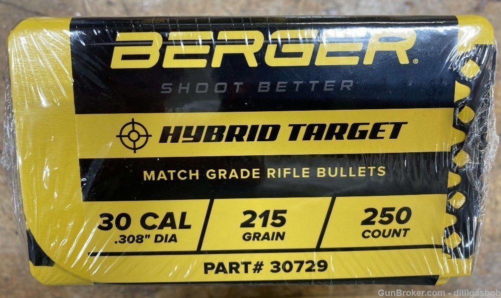 BERGER BULLETS # 30729 HYBRID TARGET 215 GR .308 UNOPENED BOX OF 250-img-0