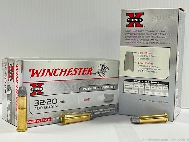 100 Rounds Winchester 32-20 Win. 100 Grain Lead Factory New!-img-2