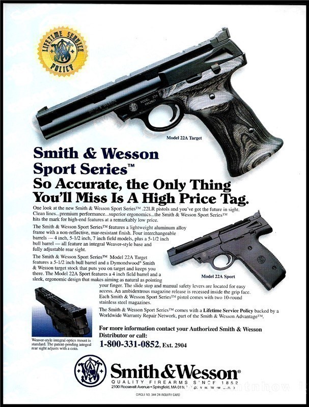 1996 SMITH & WESSON 22A Target & Sport Pistol AD-img-0