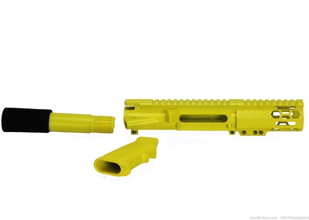 AR15 Stripped upper | Cerakote Yellow Lemon| 4" MLOK Handguard MADE IN USA-img-0