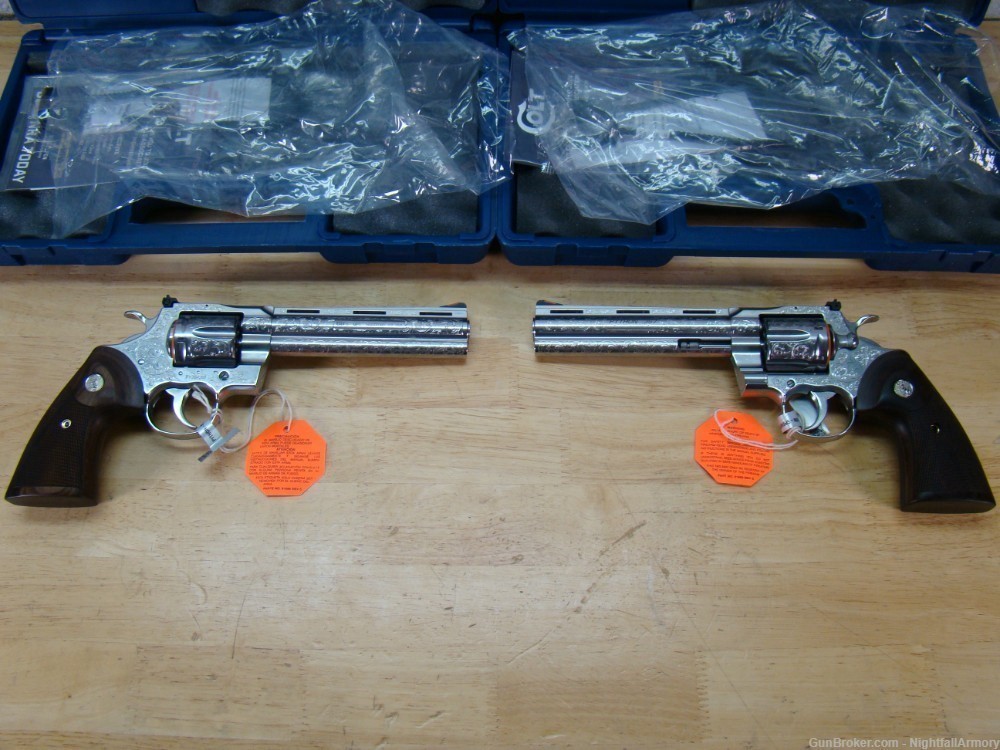 Pair of Colt Python .357 MAG Revolvers 6" SS 357 Magnum Consec #'s Engraved-img-14