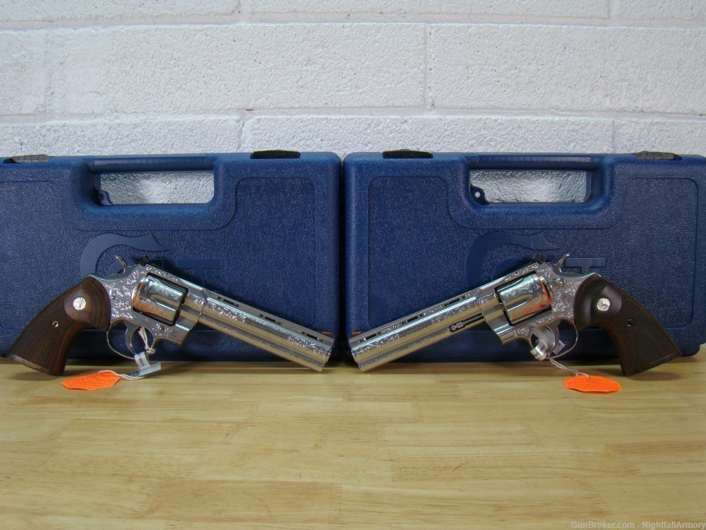 Pair of Colt Python .357 MAG Revolvers 6" SS 357 Magnum Consec #'s Engraved-img-0
