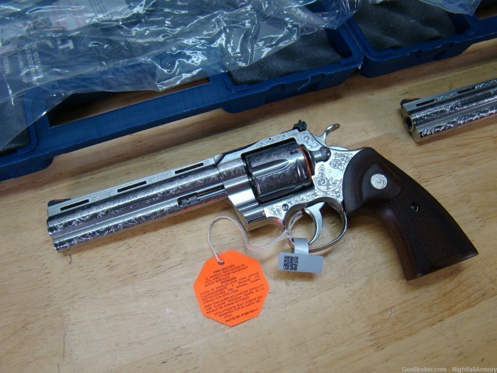 Pair of Colt Python .357 MAG Revolvers 6" SS 357 Magnum Consec #'s Engraved-img-12