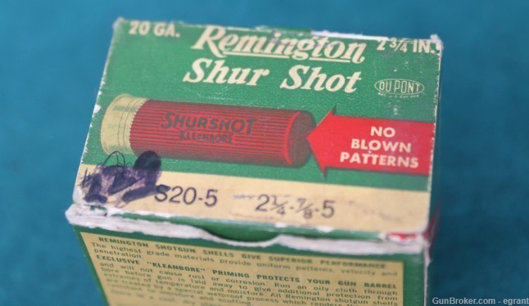 Remington Shur Shot Kleanbore 20 gauge 5's PART Box-img-3