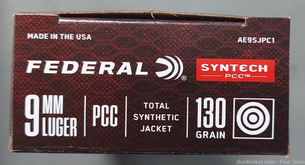 Federal Syntech 9mm Luger Handgun Ammo 130gr 50 Rounds 604544642896-img-1